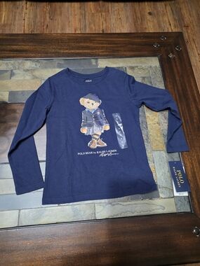 Ralph Lauren Navy Long-Sleeve Polo Bear Tee